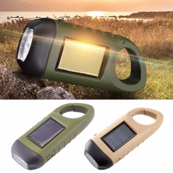 LED svítilna / nouzová power banka - nabíjení microUSB, dynamo, solární článek