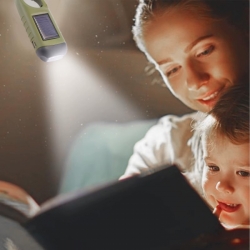 LED svítilna / nouzová power banka - nabíjení microUSB, dynamo, solární článek